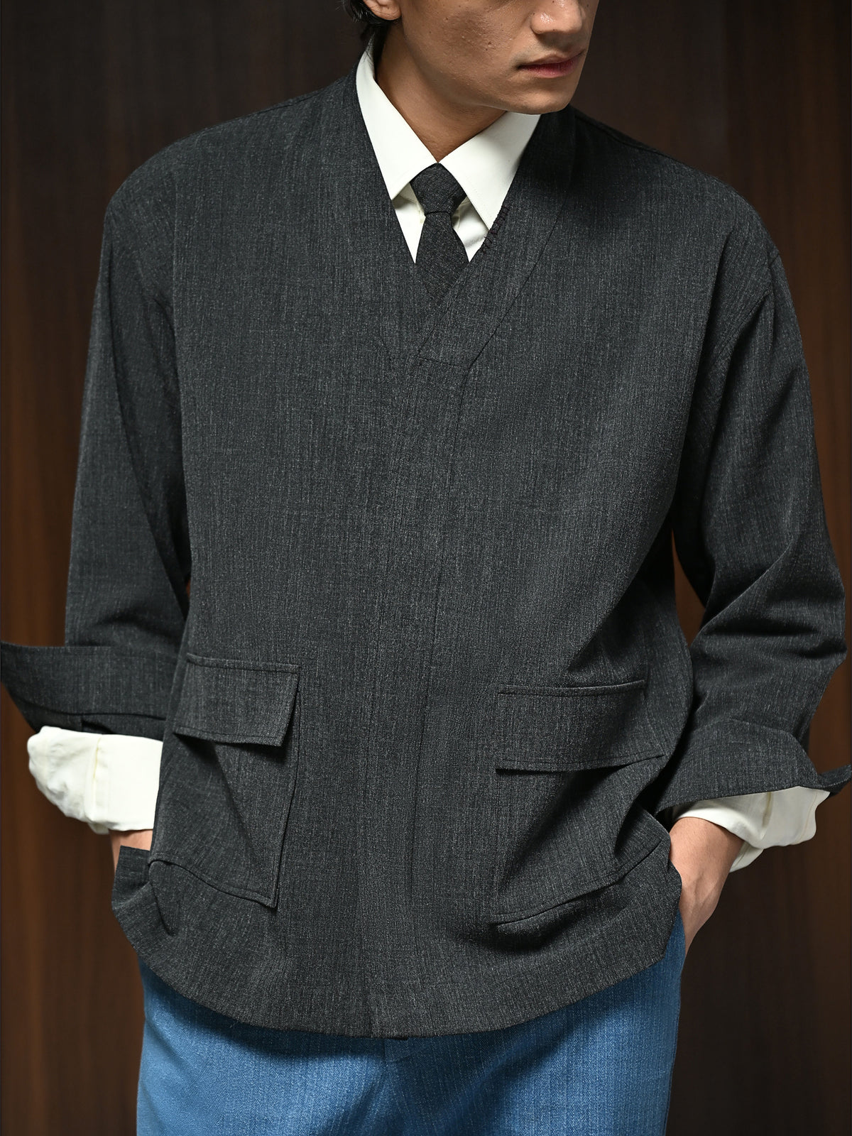 The Accord Shacket - Charcoal Grey