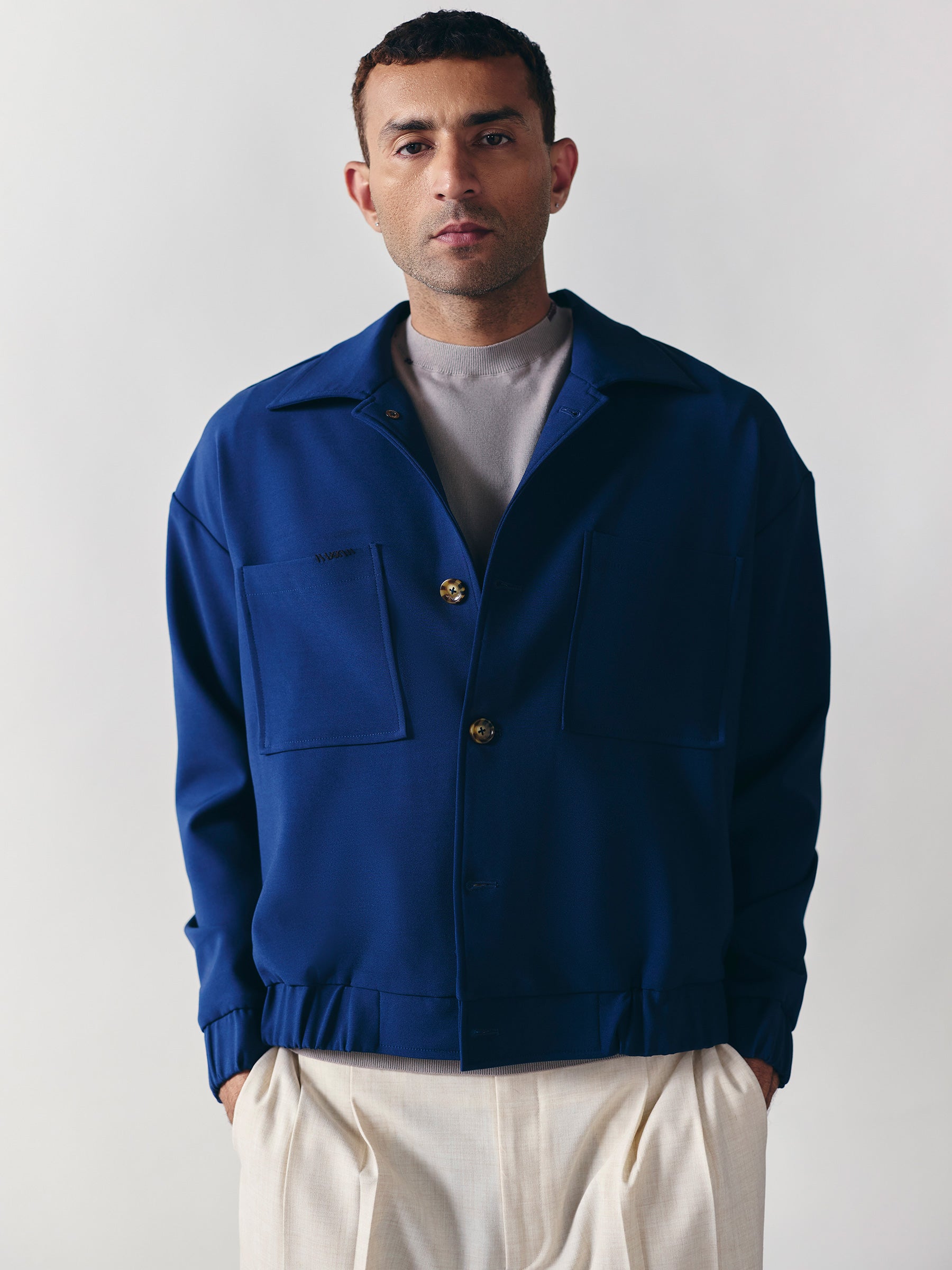The Blouson Shacket - Blue