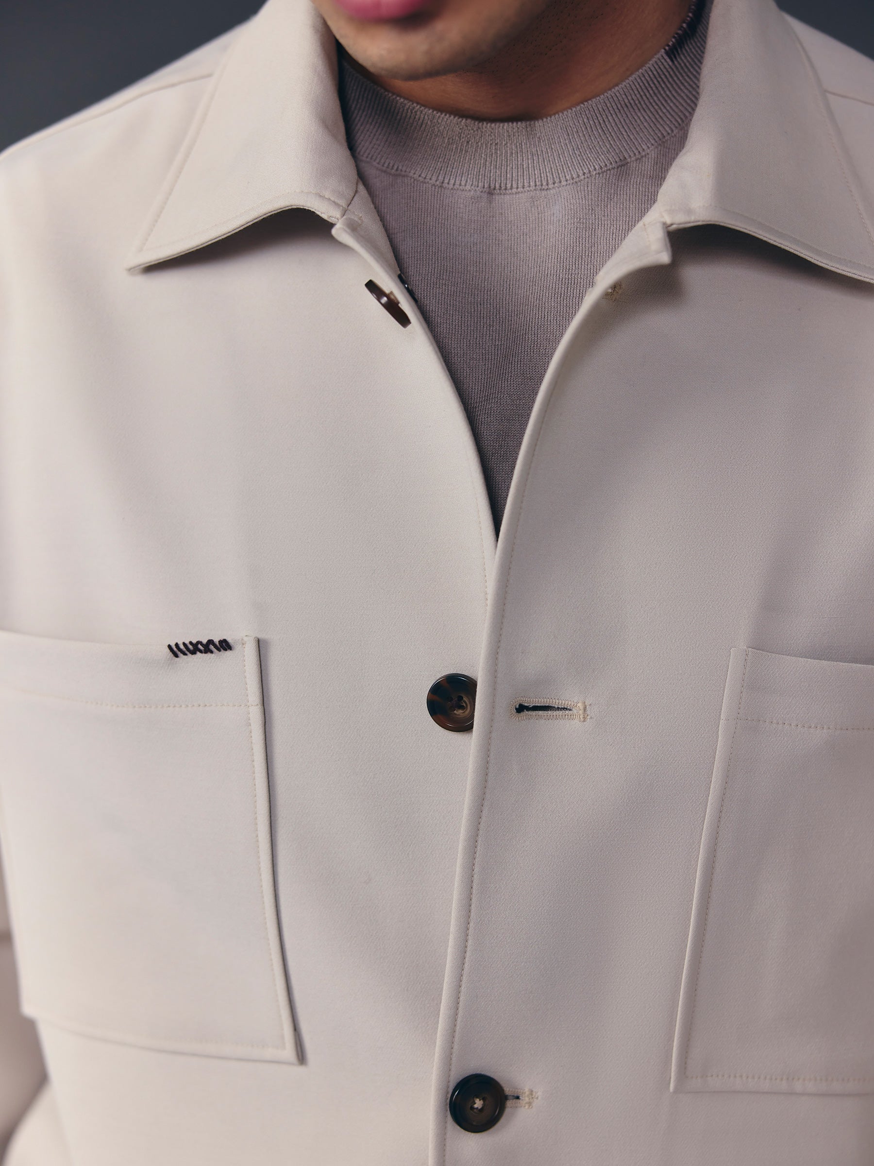 The Blouson Shacket - Beige