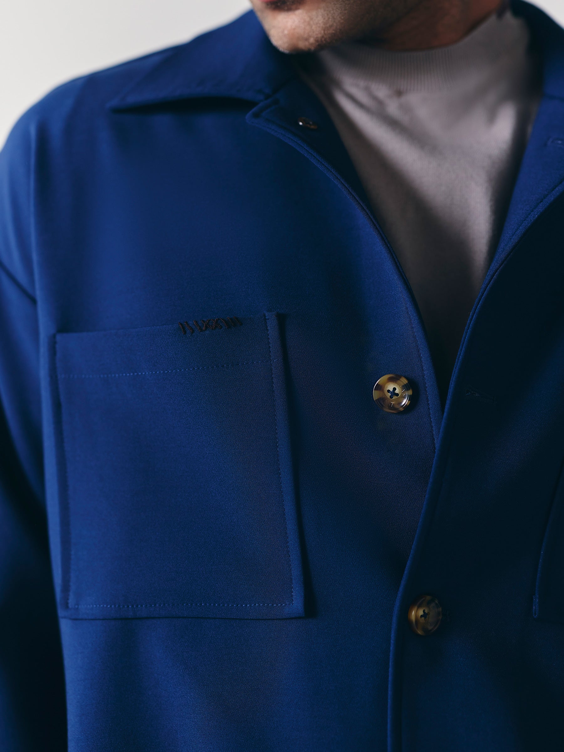 The Blouson Shacket - Blue
